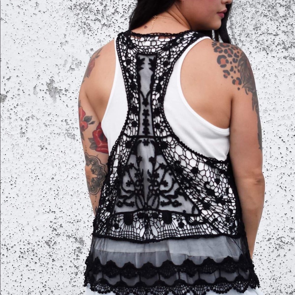 Black Lace Racerback Top - Picture 3 of 4